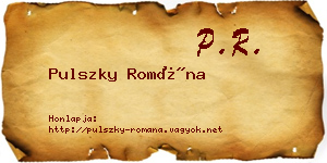 Pulszky Romána névjegykártya